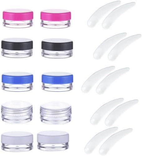Transparente Leer Döschen, 10 Pcs Kosmetikbehälter und 10 Pcs Scoop Für Cremespatel, Cremedose Mini Dosen, Reise Probenbehälter, Make-up gebogenen Spatel, Spatel Kosmetik
