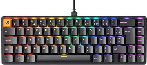 Glorious Gaming GMMK 2 Compact (65%) - Clavier de Jeu mécanique, TKL Compact (65%), Cadre Aluminium, Capuchons de Touches doubleshot, switches Fox, RGB, Disposition AZERTY française - Noir