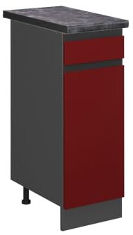 Vicco Küchenunterschrank R-Line, Rot/Anthrazit, 30 cm, AP Anthrazit