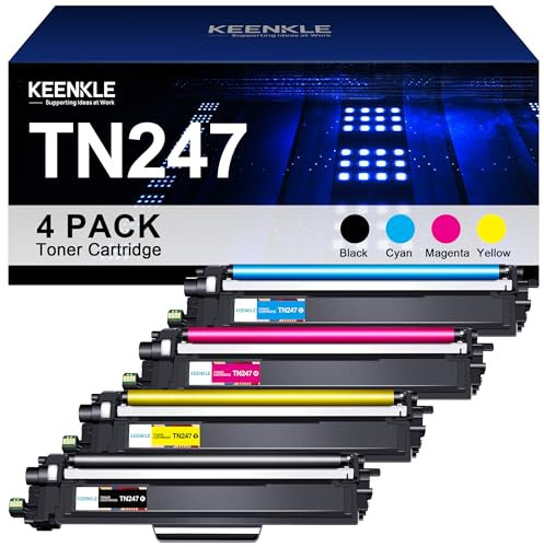 KEENKLE TN247 Kompatibel Toner für Brother MFC L3750CDW TN-243CMYK MFC-L3750CDW DCP-L3550CDW DCP-L3510CDW MFC-L3770CDW HL-L3210CW HL-L3230CDW TN243CMYK TN243 TN247BK TN247C TN247M TN247Y (4er-Pack)