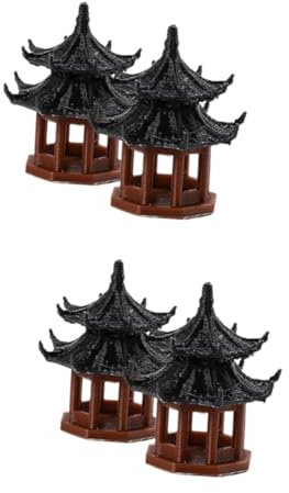 TOPBATHY 2 Sätze Pavillon-mikrolandschaft Mini-pavillon-Modell Pavillon-Ornament Miniatur-szenenpavillon Pavillon-Statue, Gartendekoration Tischdekoration Plastik Black 2 Stück * 2