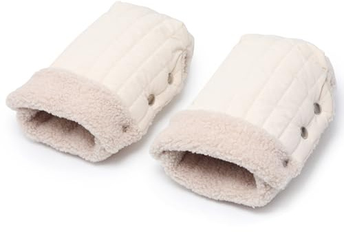 GMBYLBY Warmer und isolierter Kinderwagen-Handmuff aus weichem Fleece, Handwärmer für Kinderwagen, isolierte Handschuhe für Kinderwagen, beige, M