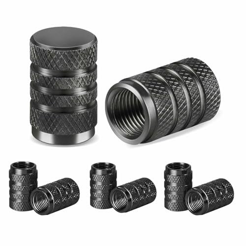 8 Stück Reifenventilkappen Aluminium Auto-Reifen Autoventil Radventilkappen Ventilabdeckung für Autos LKWs Motorräder Geländewagen und Fahrräder, Schwarz