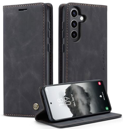 Monweicz Handyhülle für Samsung Galaxy S24 Hülle Premium Lederhülle Klappbar Flip Case Tasche Magnet Kartenfach Standfunktion Klapphülle Schutzhülle für Samsung Galaxy S24 - Schwarz