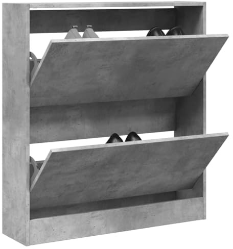 Myheimly Schuhschrank,80x34x96,5 cm Holzwerkstoff Schuhschrank,Schuhregal Schmal Schuhbank Shoe Rack Schuhkipper Schuhschränke Schuhaufbewahrung Betongrau,80 x 21 x 87.5 cm
