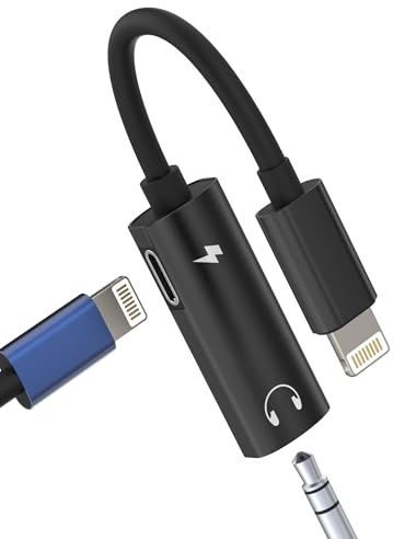 Adaptador Lightning a 3.5mm Jack Audio Cable(2en1)para iPhone14 13 Auriculares Cargador Doble Clavija Conector para Apple Auxiliar Adapter Coche AUX Accesorios para iPad Headphones Charger Convertidor