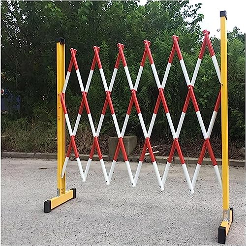 Valla de tráfico retráctil, puerta de tijera portátil plegable, soporte de metal retráctil para garaje al aire libre (Rosso 1,2 x 7 m)