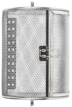 Rotisserie Basket, Stainless Steel Tower Air Fryer Basket 360° Rotating Grill Roaster Drum Oven Basket for BBQ, Peanut, Coffee Bean, Nuts (18 x 14CM)