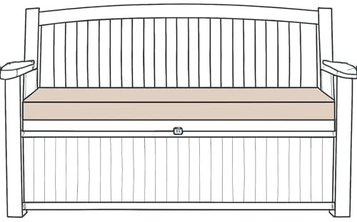 LAAM LINEN Waterproof Garden Bench Cushion 128x50x5cm Extra Thick Outdoor Seat Pads Only fit for Keter, Eden, Storage Benches & Swing Patio Cushion Durable & Easy to Clean Removable Cover (Sand)