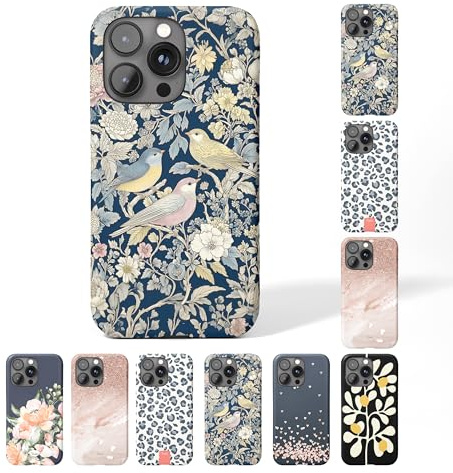 Tirita Phone Case for iPhone 12 Mini – Hard Case or Cover for Women or Girls [03. William Morris Floral Blue]