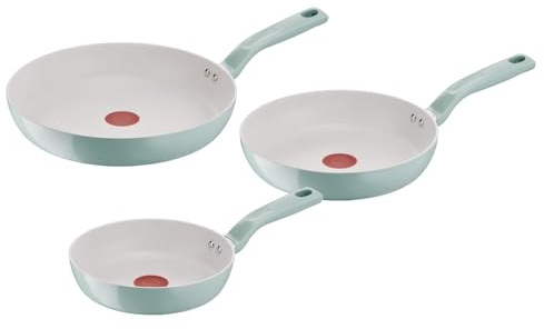 Lagostina Salvia, Set di Padelle Antiaderenti 3 Pezzi in Alluminio Riciclato, Rivestimento Mineralia, Indicatore di Calore Thermo-Signal, Manico Rivettato, Compatibili con Induzione