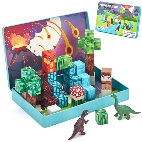 hahaland Costruzioni Magnetiche da Viaggio 52 Pezzi, Gioco Dinosauro
