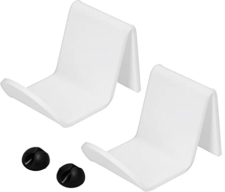 SparkFeng 2Pcs Game Controller Stand, White Acrylic Durable Gamepad Holder with Wire Clamp, Universal Gaming Accessories for Switch Pro Controller, Headphone Organizer for Desk