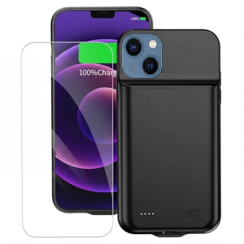 FLSTOR Battery Charge Case for iPhone 13 Mini and iPhone 12 Mini 6800mAh | Compatible with iPhone 12 mini and13 Mini (5.4 Inch) ,Includes Screen Protector (Black)