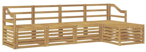 vidaXL Outdoor-Sofagarnitur 5 pcs Weiß Massivholz Akazie, Garten, modernes Outdoor-Sofa-Set, Sitzgruppe, Poolmöbel, beigefarbene Textur, braun, Lounge
