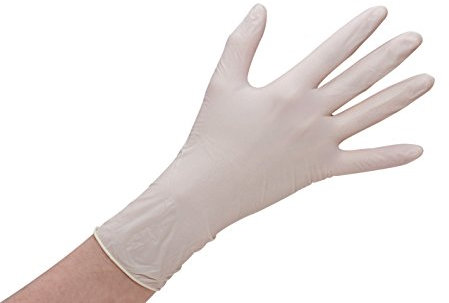 care&serve 40351402 Latex-Handschuhe Premium, Grip Plus, Größe M, 90 mm x 240 mm, Naturweiß (100-er Pack)