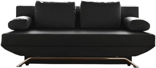 DELIFE Bettsofa Cady Schwarz 200x90 Schlaffunktion und Bettkasten Schlafsofa