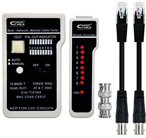 Nanocable 10.31.0303 - Professioneller Tester für RJ11/RJ12/RJ45, und Koaxialkabel