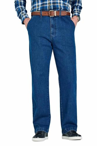 Chums Men's HIGH-Rise Denim Elasticated Stretch Cotton Jean | Higher Waist, 3 Pockets including Back Buttoned Pocket, Soft Durable Trousers
