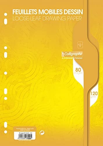 Calligraphe 7099C - Packung mit 80 Blatt Ringbucheinlagen Calligraphe DIN A4 21x29,7 cm, blanko, 120g, 9-fach gelocht, zur Ablage im Ordner / Ringbuch, Weiß, 1 Pack