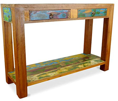 livasia Asiatische Anrichte aus Massivholz – 110x35x75cm – Handgefertigt, Sideboard aus nachhaltigem Teak Holz, Robust und Zeitlos (Braun)