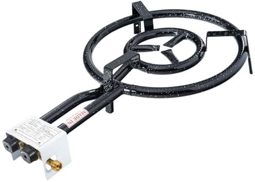 VAELLO - Réchaud à Paella Émaillé - Brûleur à Gaz Butane et Propane pour Poêle à Paella - Accessoire de Cuisine Extérieure Garanti 2 Ans - 2 Feux, Ø 40 cm