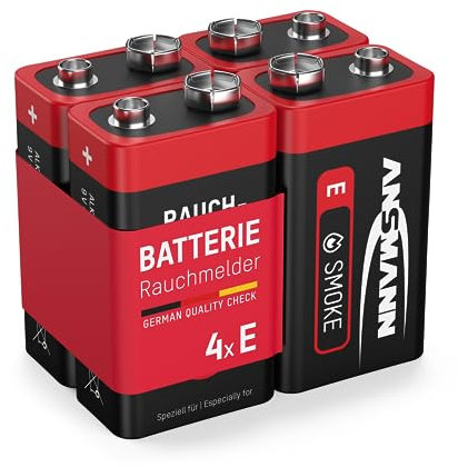 4 ANSMANN Alkaline longlife Rauchmelder 9V Block Batterien - Premium Qualität für höhere Leistung, 9V Batterie ideal für Feuermelder, Bewegungsmelder, Alarmanlagen & Kohlenmonoxid Warnmelder