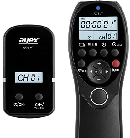 ayex AX-5 VT Foto & Video Timer Funk-Fernauslöser Kompatibel mit Sony S2 für Camcorder & Kameras zB HDR-CX220E HDR-PJ220E HDR-CX290E A7R4 A9 A7 Kombi-Gerät