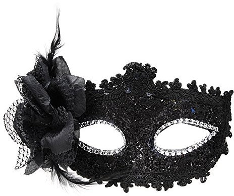 Anomasu Maschera veneziana realistica in silicone per feste in maschera, maschera per Halloween (nero)