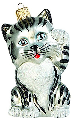 Unbekannt Christbaumschmuck Figuren Katzen Christbaumkugeln Weihnachtskugeln Weihnachts-Baumschmuck Baumkugeln Deko Silber - schwarz