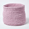HOMESCAPES Grand Panier de Rangement Rond tressé en Tricot Rose Pastel 100% Coton - 42 x 37 cm