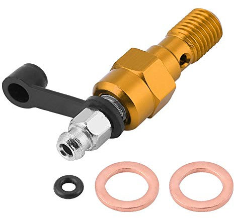VOBOR Purge Vis-M10x1.0mm Moto Frein Maître Étrier Purge Vis Mamelon Boulon Banjo + Dust Cap (Couleur : Or)