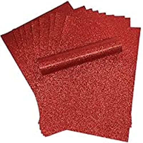 Rot Glitzerkarton, A4, glitzernd, weich, fusselfrei, 250 g/m², 10 Blatt