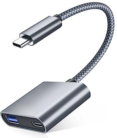 RUXELY Adattatore USB C OTG con PD Alimentatore,Splitter Ricarica 60W USB Tipo Type C 3.0,Cavo Caricatore Thunderbolt 3 per Google TV Chromecast,MacBook Pro,iPad Air 4 5 Mini 6,Galaxy S20 S21 S22 S23