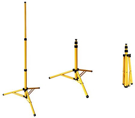 Lospitch Teleskop Stativ für Baustrahler, Flutlicht Stativ, Stativ für LED strahler, Teleskop-Stativ für Fluter, Höhenverstellbar, Farbe: Gelb