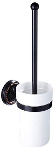SXLSZ Antik Schwarz WC-Bürstenhalter + WC-Bürste Klobürstenhalter Toilettenbürstenhalter aus Messing & Keramik,WC-Garnitur Toilettenbürste - zur Wandmontage Bohren