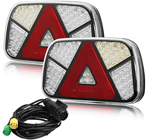 ETUKER 1Pair LED Anhänger Rückleuchten Kit,Anhänger Rückleuchte, 12V Universal Wasserdichte Anhänger Rücklicht Kit, verkabelt mit 13 poligem Stecker - 4 m Kabel,für Wohnwagen/RV/LKW/Anhänger