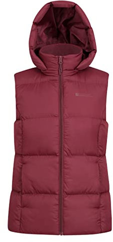 Mountain Warehouse Astral Womens Padded Gilet - Water Resistant Ladies Bodywarmer, Detachable Hood Vest, Microfibre Insulation - Best for Outdoors, Sports, Gym, Spring Summer Dark Red Women's Size 8