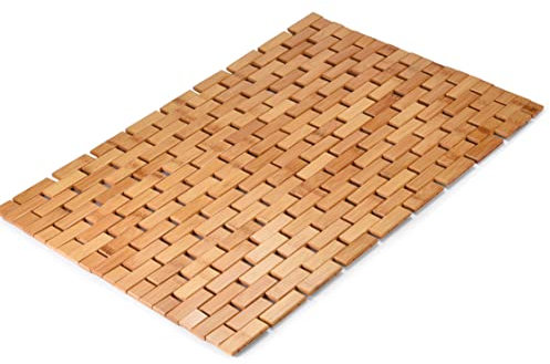 Bamodi Badezimmer Bambus Bodenmatte - Holz Badteppich - Naturholz Zubehör für Spa, Badewanne, Küche, Pool, Strandbereich - Matten für Innendusche