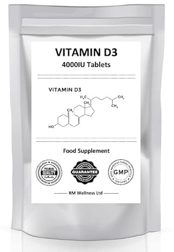 Vitamin D 4000 iu - Vitamin D3 - Easy Swallow - 400 Concentrated Vegetarian Tablets - Cholecalciferol VIT D3 - UK Made Supplement - Letterbox Friendly