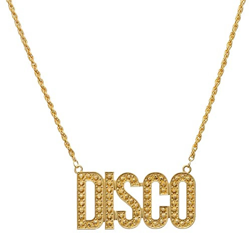 JKJF Disco Zeichen Halskette Hip Hop Goldkette Halsband Disco Anhänger Halskette 80er 90er Rapper Goldkette für Männer Frauen Mottoparty Karneval Party Cosplay Zubehör
