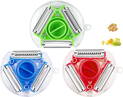 3 piezas Pelador de Vegetales Frutas,3 en 1 pelador,para pelar patatas, zanahorias y diversas verduras y frutas.
