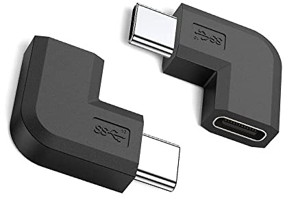 Aoiutrn 90 Degree Type USB C Adapter, 2 Pack USB C to USB-C Fast Charger and Transfer Converter [Right Angle] Compatible for Switch, Notebook Computers, Tablet, and Other Type C Cable Devices