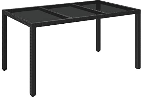 vidaXL Gartentisch mit Glasplatte Schwarz 150x90x75 cm Poly Rattan