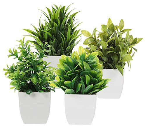 FOMIYES 4Pcs Petites Fausses Plantes dans des Jardinières Blanches Artificielles Plantes Succulentes Décoratifs Faux Succulents en Pot Faux Cactus Cactus Plantes en Pots pour Bureau Salle