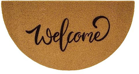 Half Round Welcome Door Mat - Artificial Coir Doormat - Non Slip Doormat - Half Circle Entry Mat for Indoor Outdoor 17 x 29