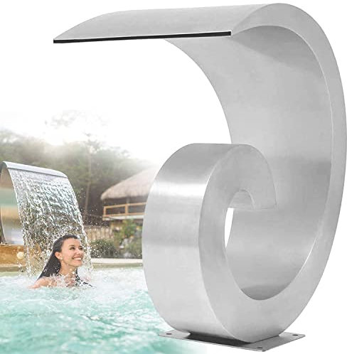 DEHIWI Fontana per Piscine a Cascata Interrate o Laghetti Giardino Esterno,Fontana Gioco d'Acqua in Acciaio Inossidabile,Fontanella Piscina,può Rilassarsi E Alleviare Lo Stress,80cm*50cm