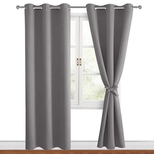 Hiasan Verdunklungsvorhänge Gardinen mit Ösen,Grau Blickdicht Vorhänge,2 Stück,117 x 228 cm (Breite x Höhe),weiche Schiebevorhänge für Schlafzimmer,Wohnzimmer usw.