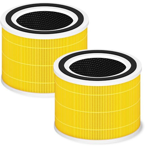 PETOX Core 300 Pet Care Filter for LEVOIT Core 300 Core 300-P Core 300S Vortex Air Air Purifier, 3-in-1 H13 Grade True HEPA High-Efficiency Activated Carbon, Core 300-RF-PA, 2 Pack, Yellow