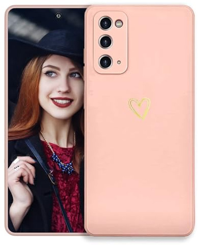 POUHYE Handyhülle für Samsung Galaxy Note 20 Hülle, Soft Silikon Case mit Herz, Kameraschutz und Bildschirmschutz, Ultra Dünn Stoßfest Anti-Rutsch Schutzhülle für Samsung Galaxy Note 20 Rosa